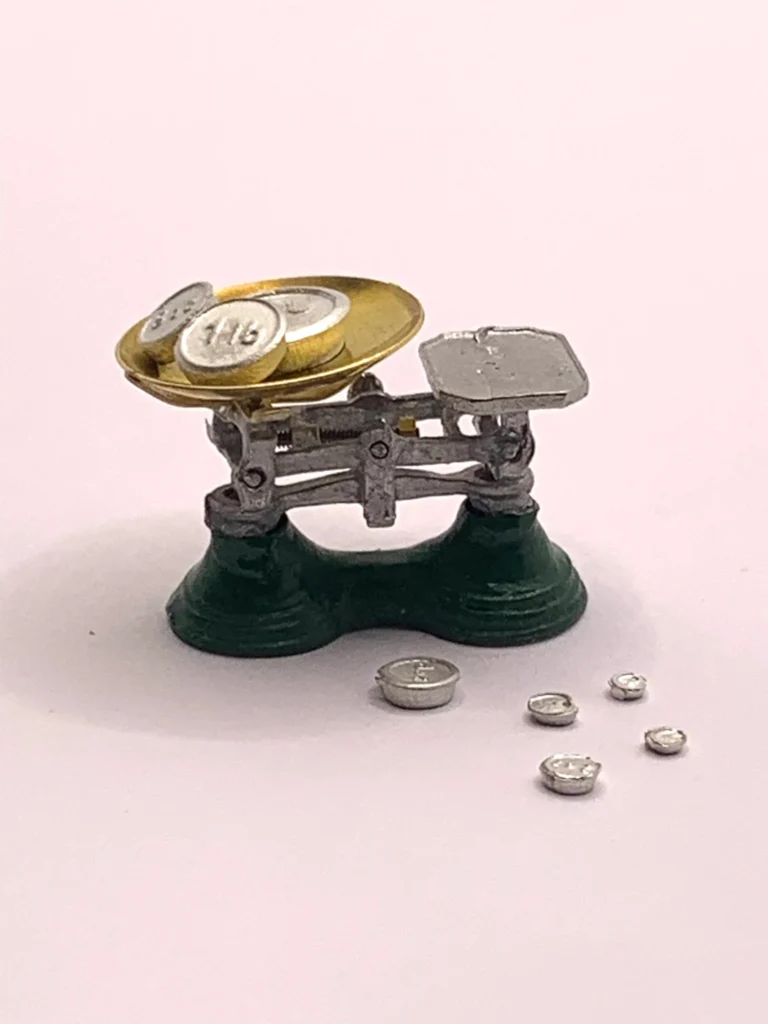 Green Weighing Scales By Jane Newman , Handmade & Painted, Collectable