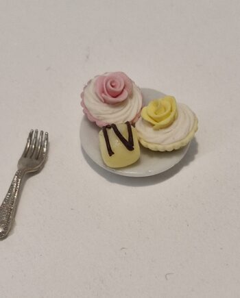 Fancy Cakes on Plate with Fork