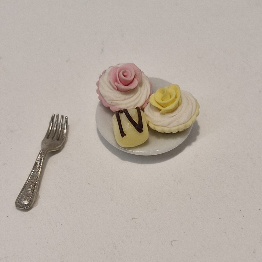 Fancy Cakes on Plate with Fork