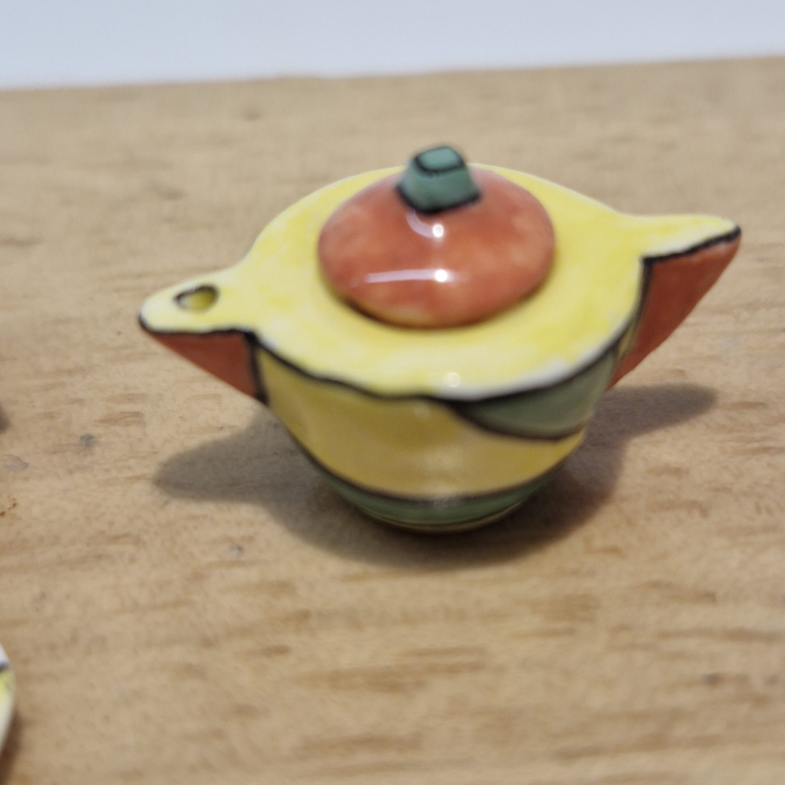 12th scale Dolls House Clarice Cliff Miniature Tea Set Signed by Muriel Hopwood RA53