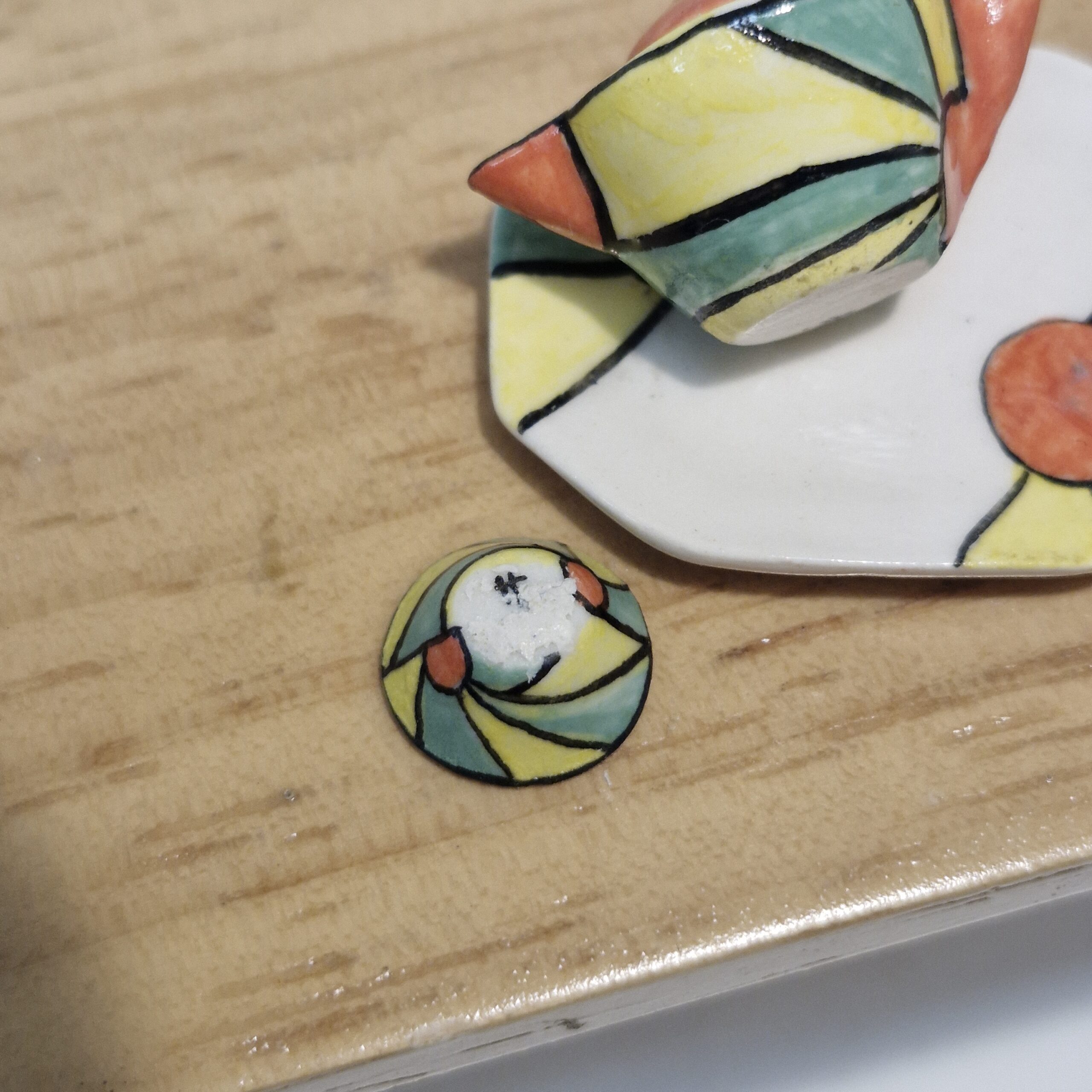 12th scale Dolls House Clarice Cliff Miniature Tea Set Signed by Muriel Hopwood RA53