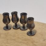 12th scale Dolls House  Set of 4 Goblets  Metal   RB11