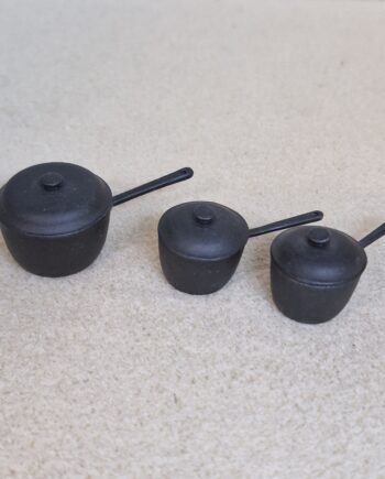 1/12 Scale Dolls House Miniature Set of 3 Sauce Pans by Tony Hooper VG040