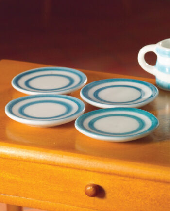 12th scale Dolls House  Cornish Ware Ceramic set 4 Plates 5550