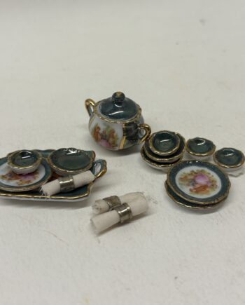 1:12th Scale Dolls House Accessories- Green Porcelain Set, RF16