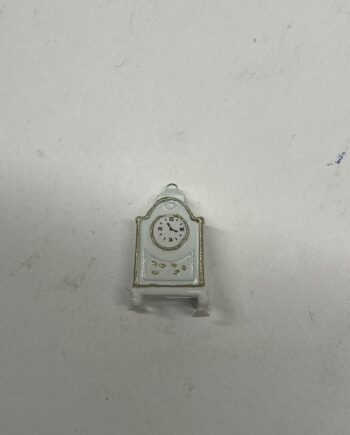Doll House 12th Scale, White Clock with Gold Edges, D3693a