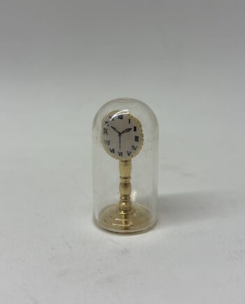 1:12th Scale Dolls House Furniture, Gold Clock in Glass Case, D1318