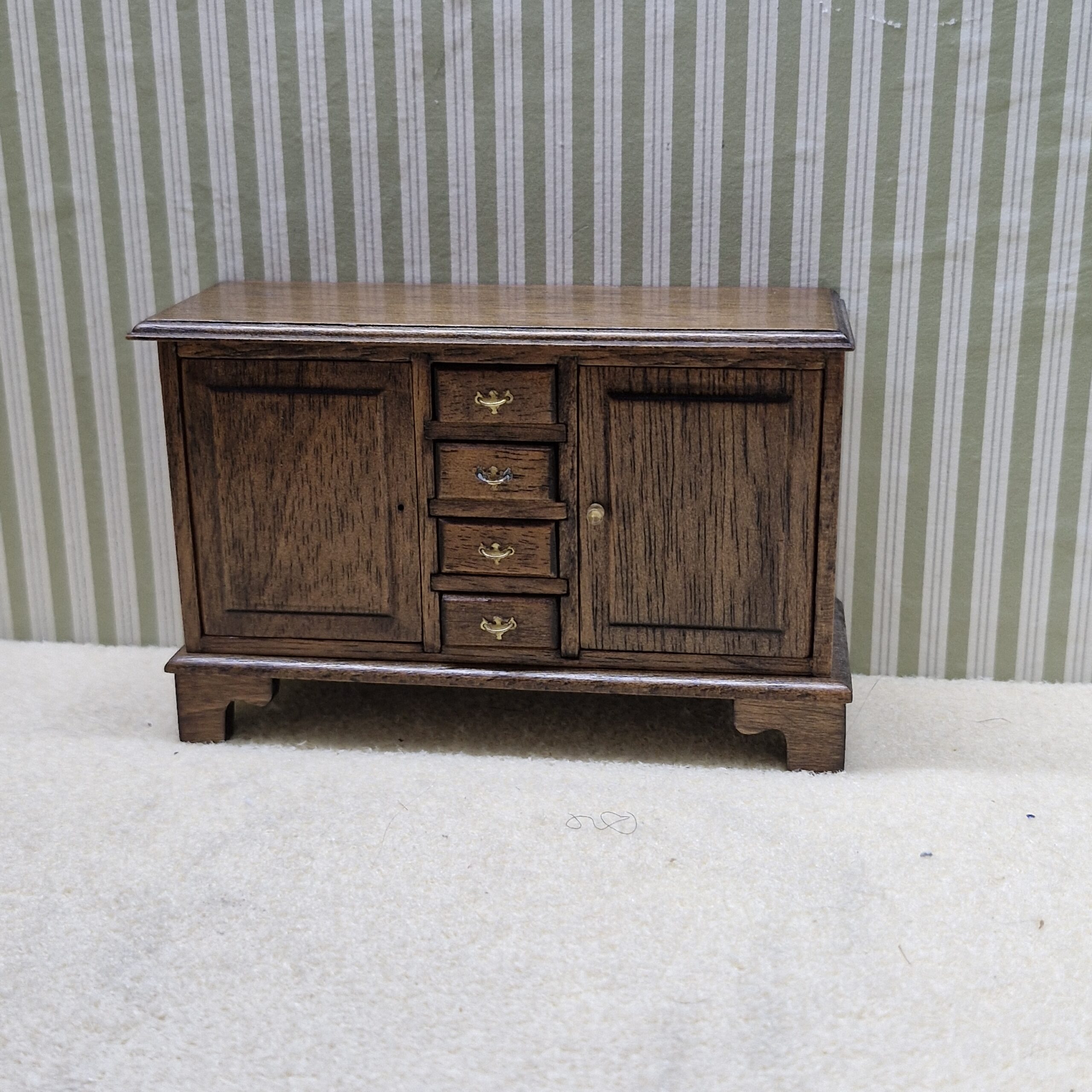 1/12th Scale Dolls House Dark Wood Side Cabinet Artisan Made CHE55