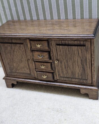 1/12th Scale Dolls House  Dark Wood Side Cabinet  Artisan Made CHE55