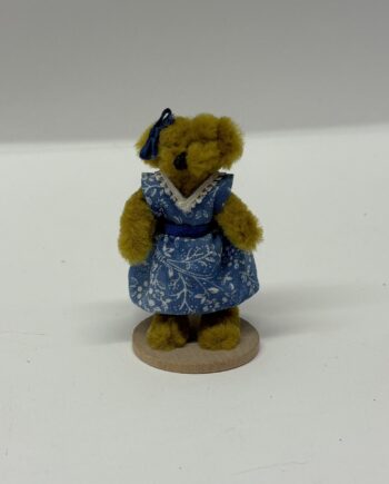 1:12th Dolls House Teddy Bear, Perry Bears Blue Dress Teddy, TE44