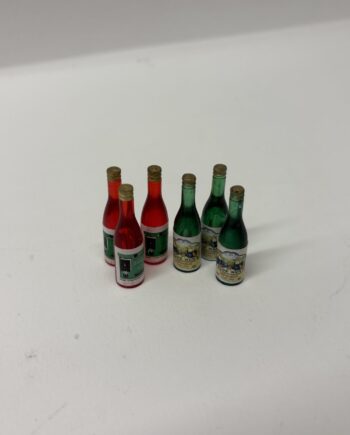 1:12th Scale Dolls House Miniatures - 6pcs Wine Bottles Pack, OFL11