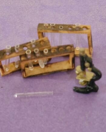 1:12th scale Dolls House   Test Tubes in Rack with Microscope Chemist Set  VEF22