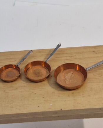 1:12th scale Dolls House, Set of 3 Solid Cooper Frying Pan  Top Quality    VS07