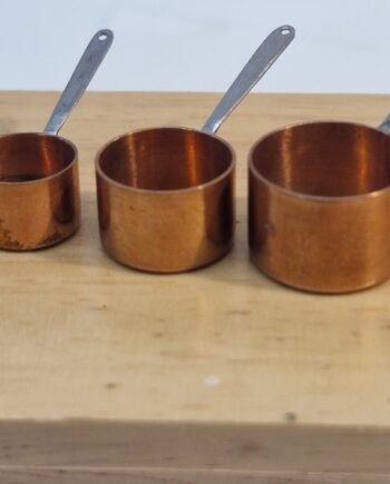 1:12th scale Dolls House, Set of 3 Solid Cooper Sauce  Pan  Top Quality    VS08