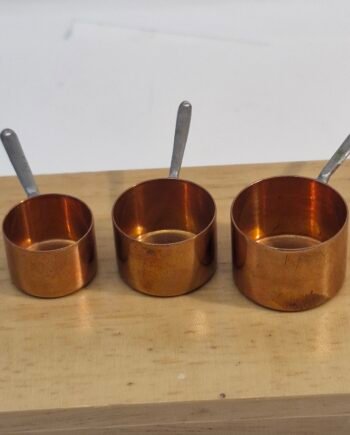 1:12th scale Dolls House, Set of 3 Solid Cooper Sauce  Pan  Top Quality    VS09