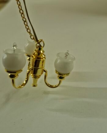 1/12 Dolls House Light - 3 Arm  Bowl Shade   Chandelier - Wired   LT6058