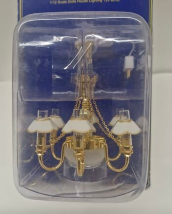 1/12 Dolls House Light - 6 Arm  Shades   Chandelier - Wired   LT6035