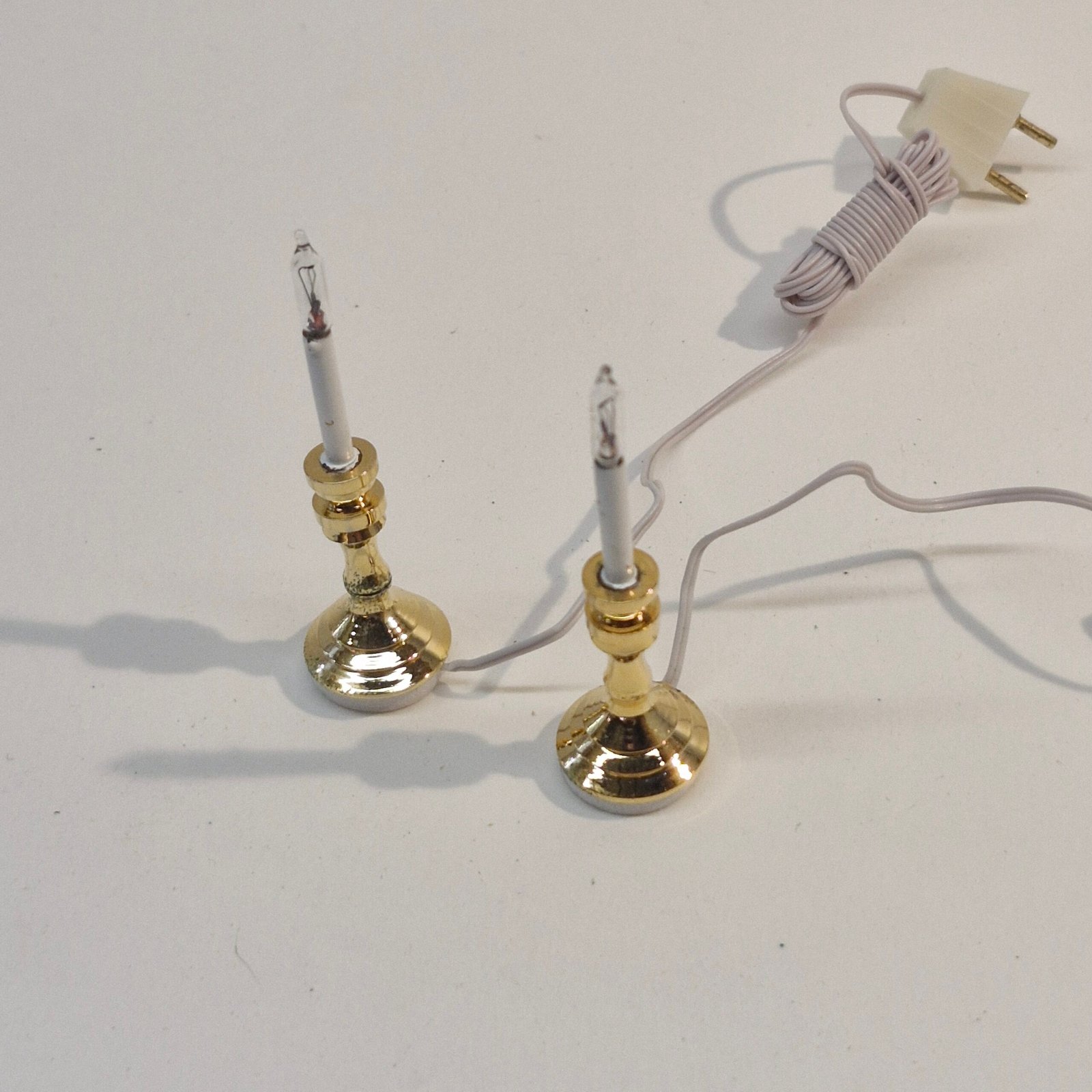 1/12 Dolls House Light Pair of Candle sticks - Wired LT104a