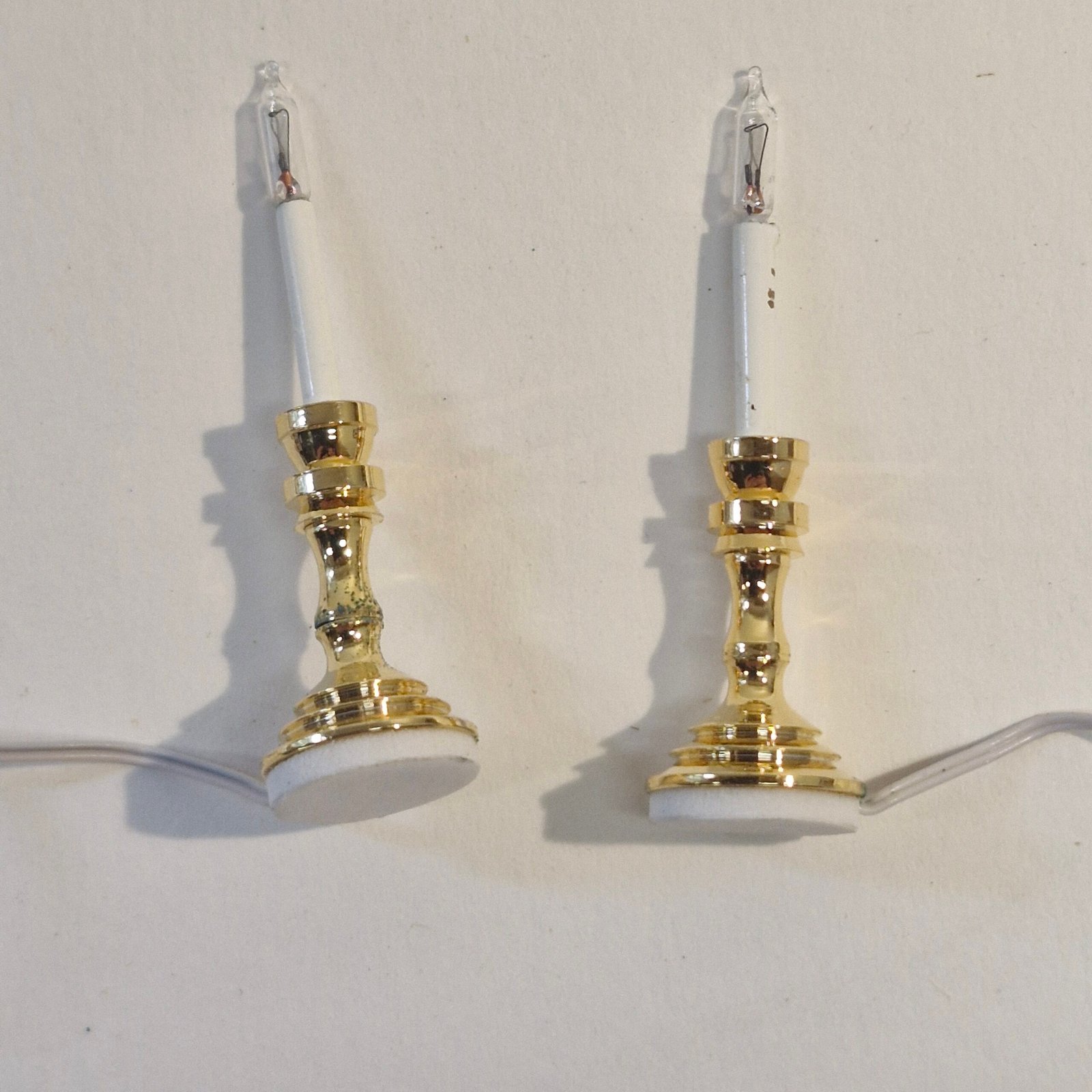 1/12 Dolls House Light Pair of Candle sticks - Wired LT104a