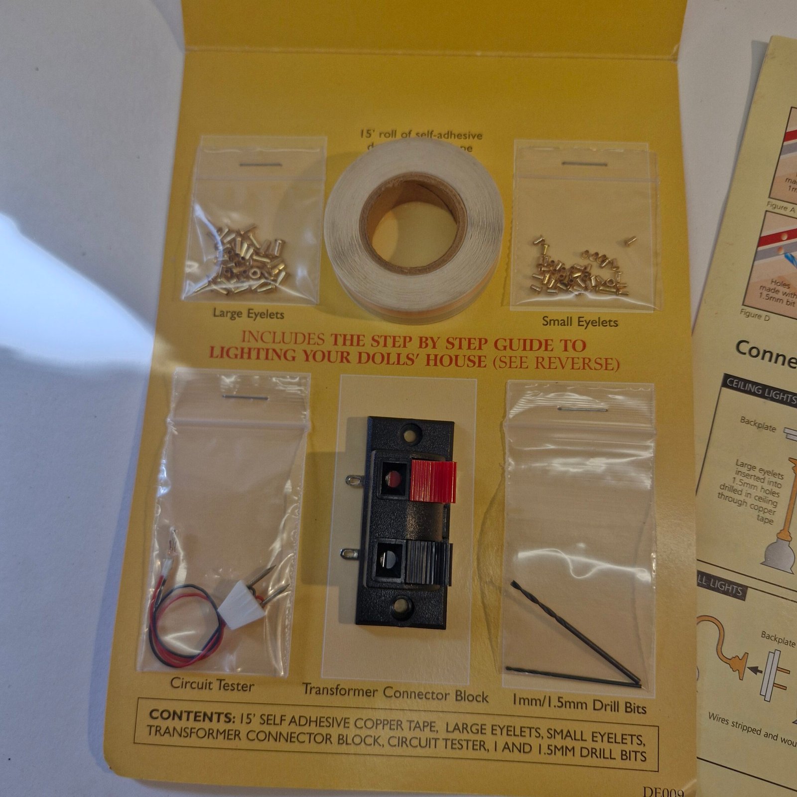 12th scale Dolls House Light Easy Wiring Kit using Copper Tape. DE009