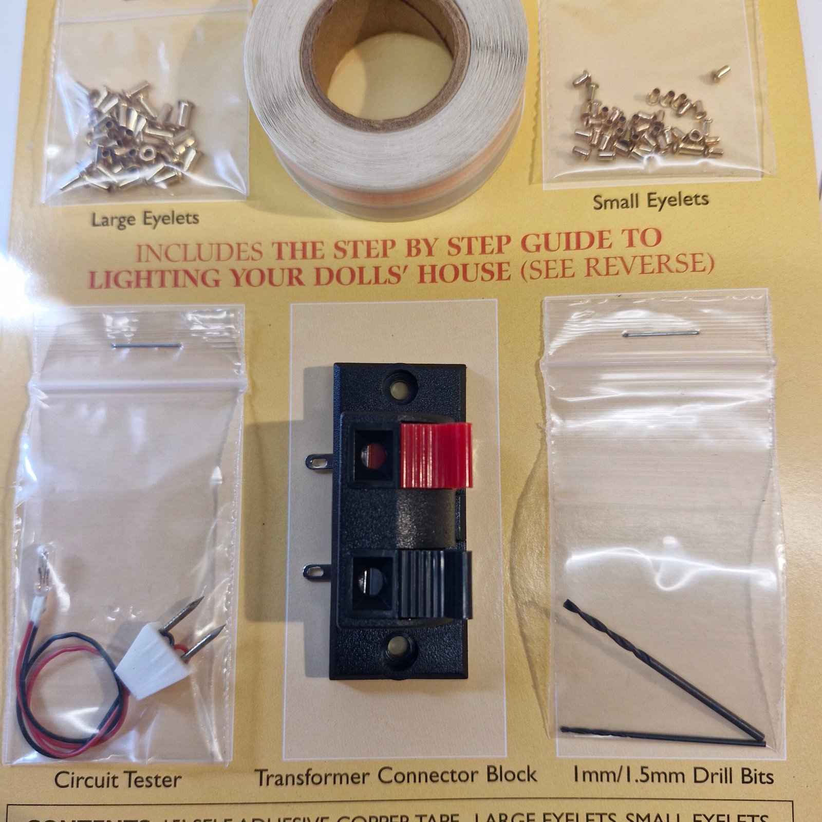 12th scale Dolls House Light Easy Wiring Kit using Copper Tape. DE009