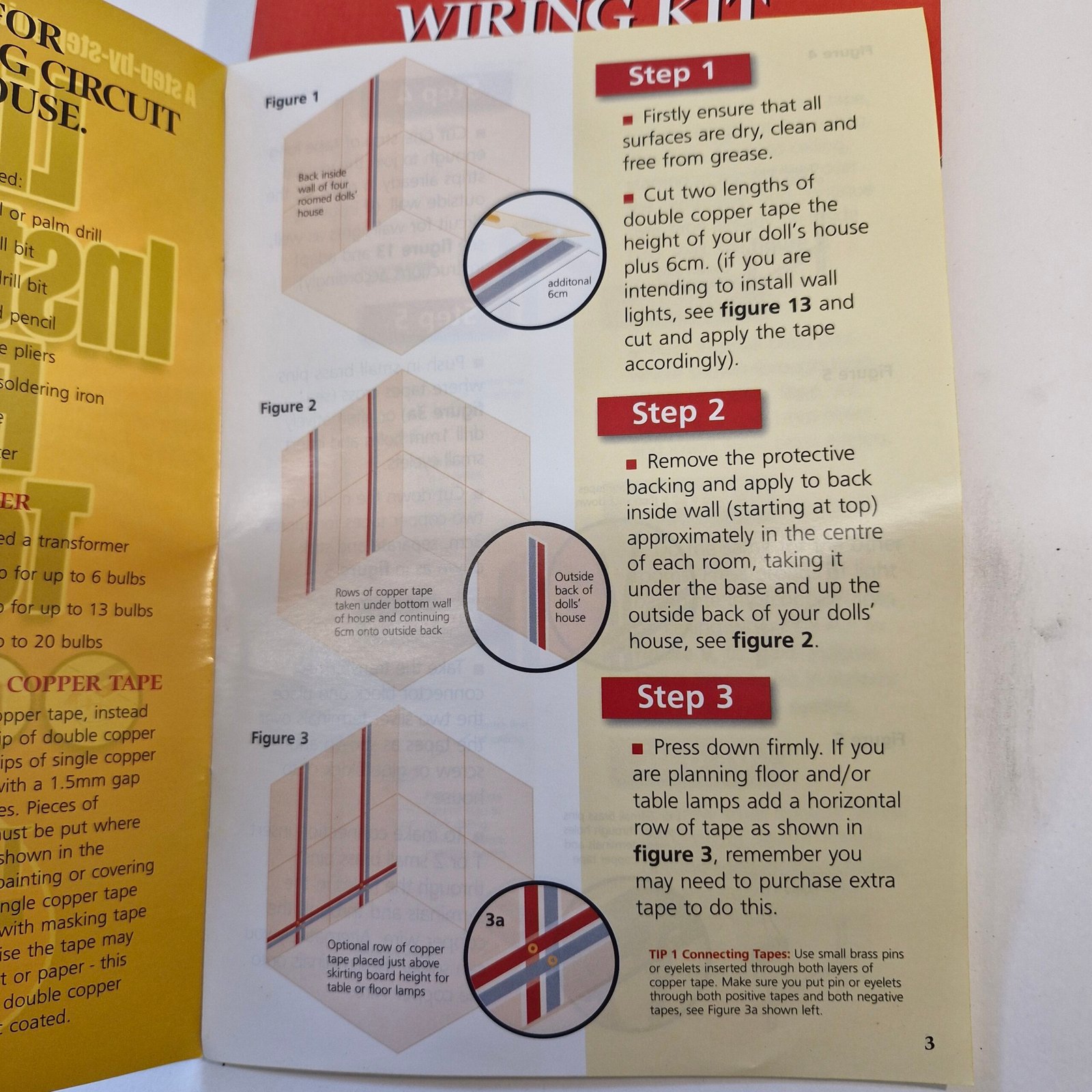 12th scale Dolls House Light Easy Wiring Kit using Copper Tape. DE009