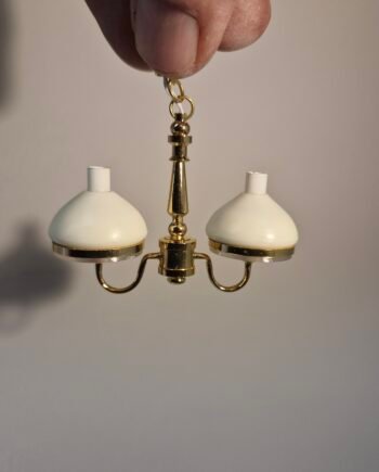 12th scale Dolls House Light 2 Arm Ceiling  White Shades  Light    DL46