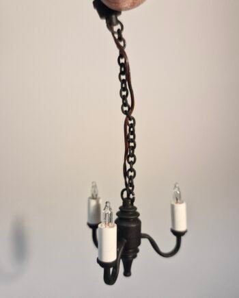 12th scale Dolls House Light 3  Arm Candle Ceiling Light   Black    DL47