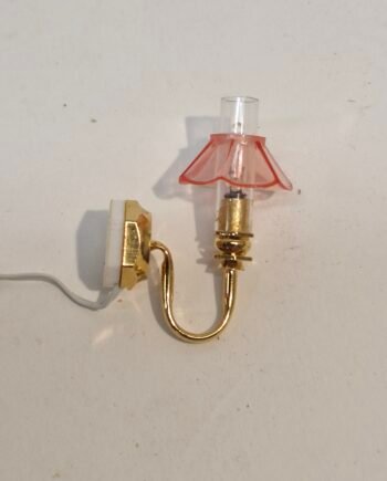 1/12 Dolls House Light   Wall Light  Pink Shade      - Wired     DL49