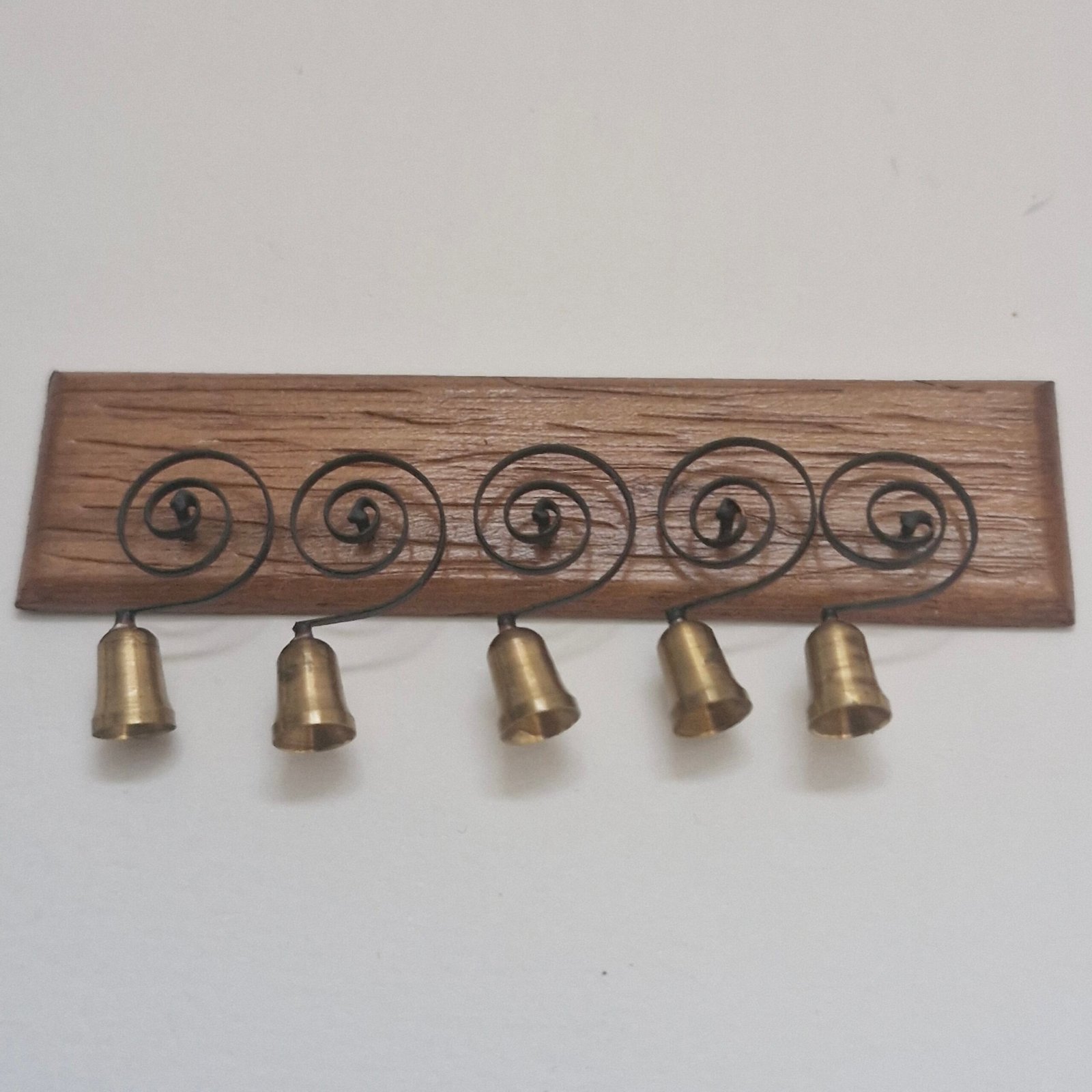 1/12th scale Dolls House Miniature Servant Bells on Wooden Board RP52