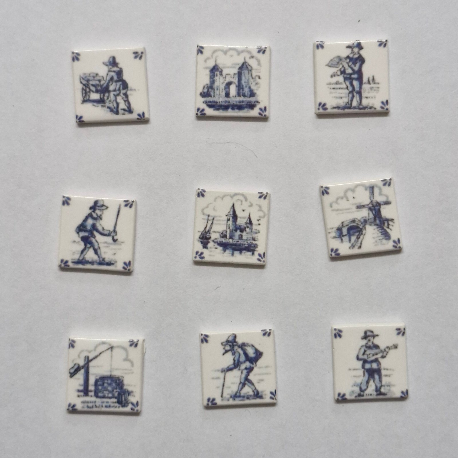 1 /12 scale Dolls House Real Ceramic Tiles 1 SET of Delph SET 4 (9 tiles)