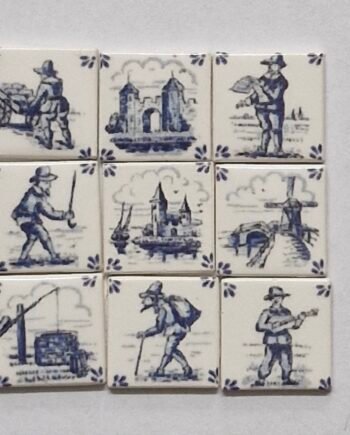 1 /12 scale Dolls House  Real Ceramic Tiles 1 SET of Delph     SET 4 (9 tiles)