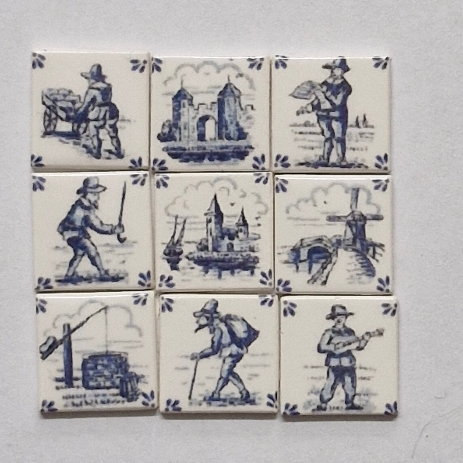 1 /12 scale Dolls House Real Ceramic Tiles 1 SET of Delph SET 4 (9 tiles)